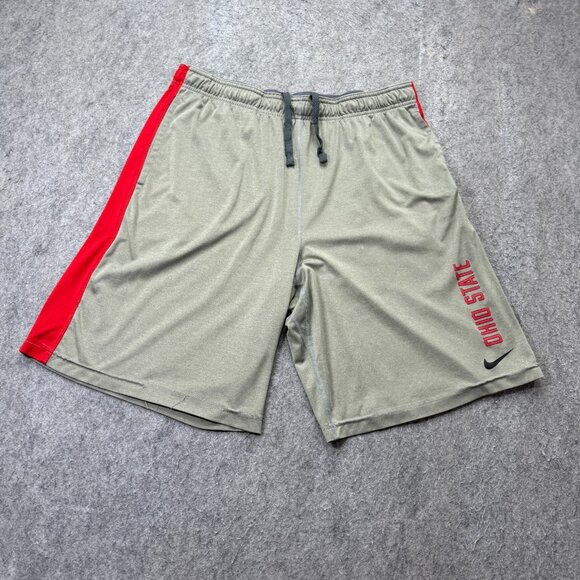 Ohio State Buckeyes Nike Performance Shorts Men XL Gray Red Training 10" - Picture 1 of 16
